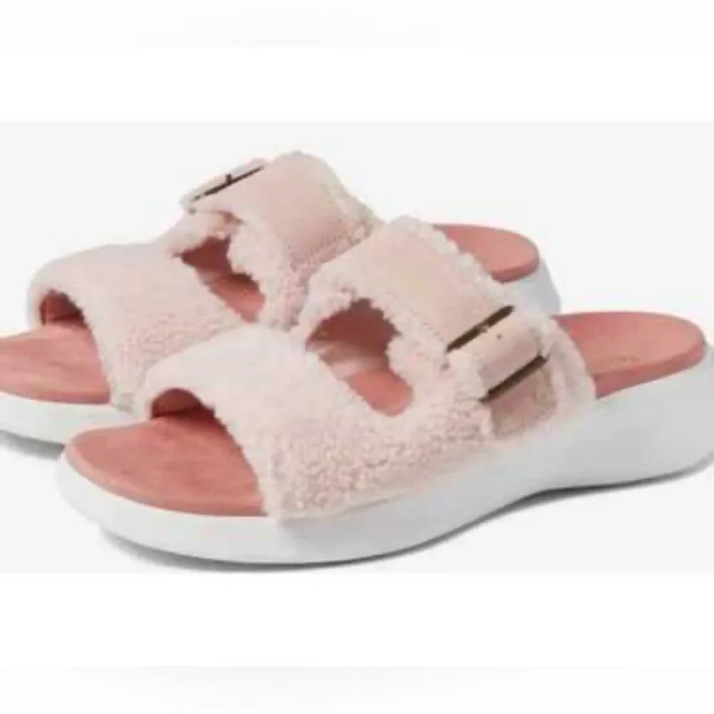 NEW Koolaburra By Ugg Women's Pink Pasea Faux Shearling Slide Sandals Size 7